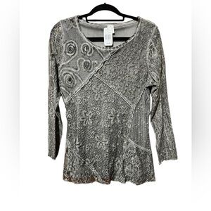Lace Sequin Embellished Long Sleeve Tunic Top Size S